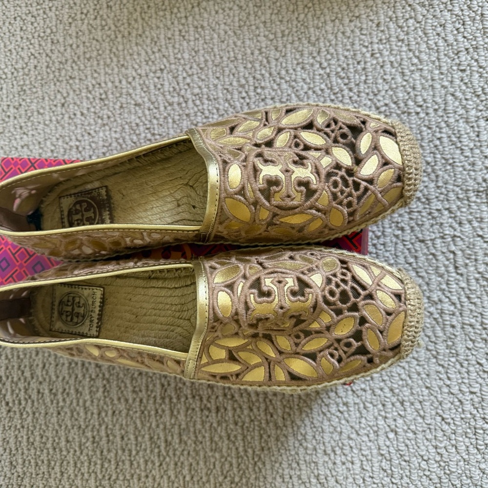 Tory Burch Metallic Gold Espadrilles